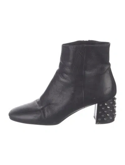 Pre-owned Prada Leather Studded Accents Boots In Black