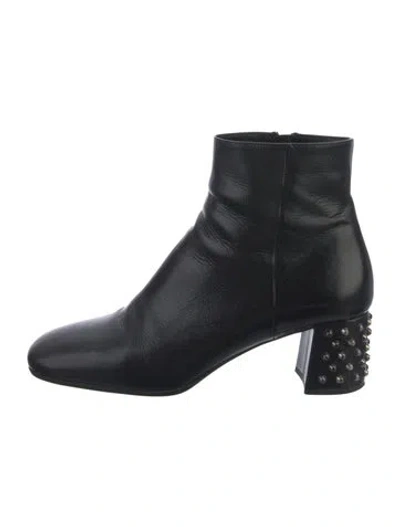 Pre-owned Prada Leather Studded Accents Boots In Black