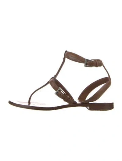 Pre-owned Prada Leather Studded Accents Gladiator Sandals In Brown