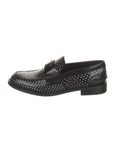 Pre-owned Prada Leather Studded Accents Loafers In Black
