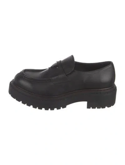 Pre-owned Prada Leather Studded Accents Loafers In Black