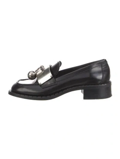 Pre-owned Prada Leather Studded Accents Loafers In Black