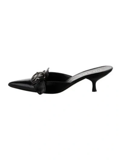 Pre-owned Prada Leather Studded Accents Mules In Black