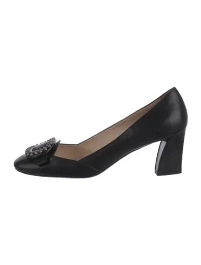 Pre-owned Prada Leather Studded Accents Pumps In Black
