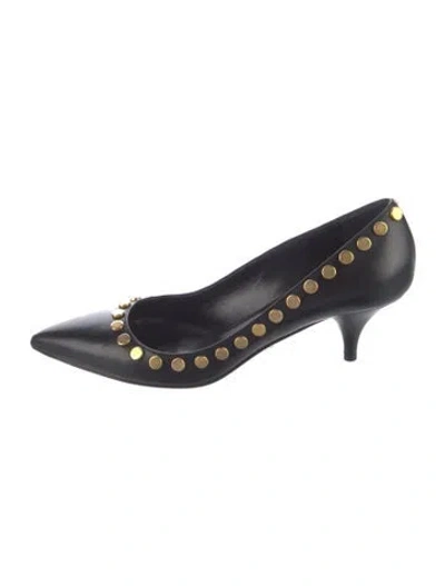 Pre-owned Prada Leather Studded Accents Pumps In Black