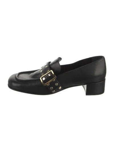 Pre-owned Prada Leather Studded Accents Pumps In Black