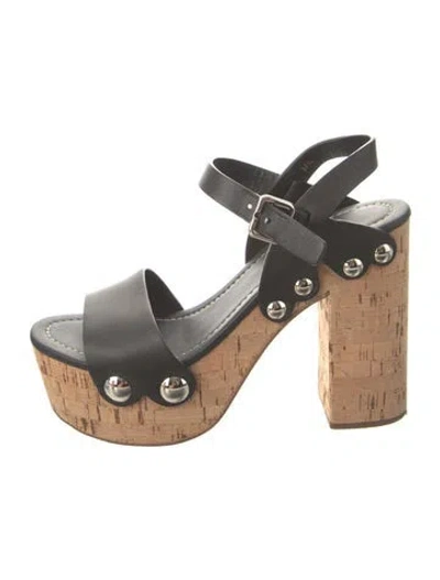 Pre-owned Prada Leather Studded Accents Sandals In Black