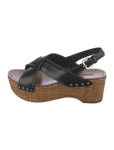 Pre-owned Prada Leather Studded Accents Sandals In Black/neutrals