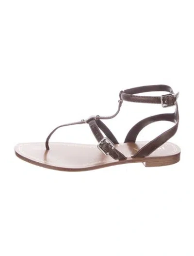 Pre-owned Prada Leather Studded Accents Sandals In Brown