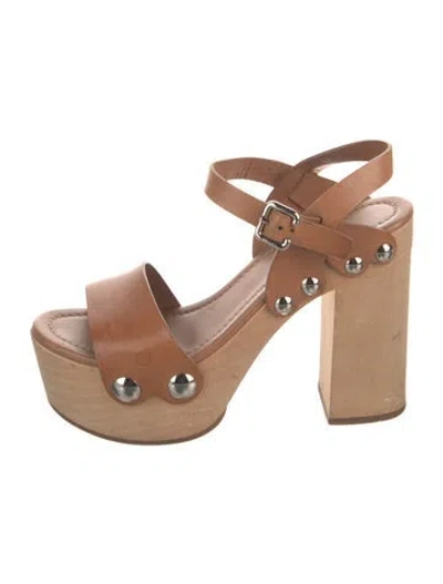 Pre-owned Prada Leather Studded Accents Sandals In Neutral