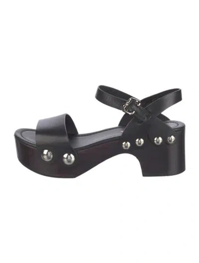 Pre-owned Prada Leather Studded Accents Slingback Sandals In Blue