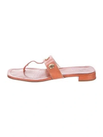 Pre-owned Prada Leather Studded Accents T-strap Sandals In Multi