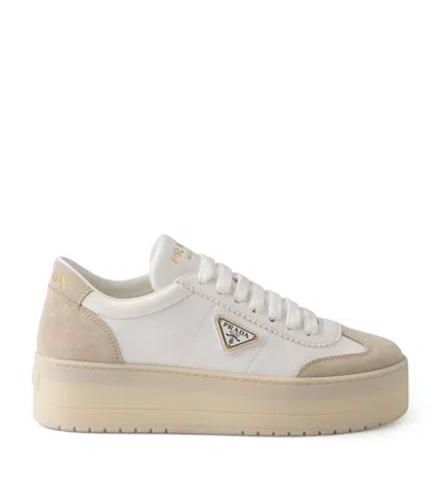 Prada Leather-suede Downtown Bold Sneakers In Transparent
