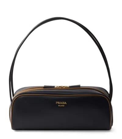 Prada Swing Smooth Leather Shoulder Bag In Black