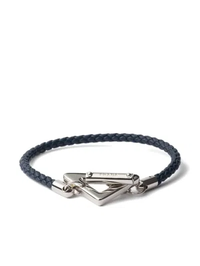 Prada Lederarmband Mit T-riemen In Black
