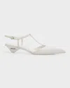 Prada Leather T-strap Ballerina Pumps In Bianco