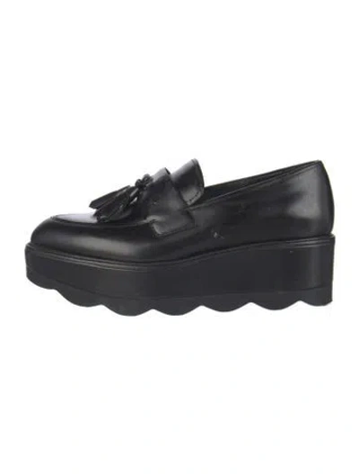 Pre-owned Prada Leather Tassel Accents Loafers In Black