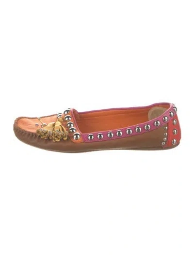 Pre-owned Prada Leather Tassel Accents Moccasins In Multi