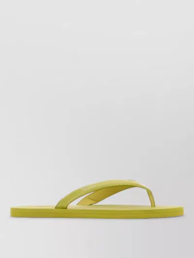 Prada Leather Thong Flat Sole Slippers Open Toe In Green