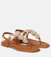 Prada Leather And Cord Thong Sandals In Brown