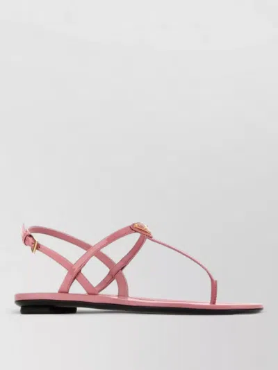 Prada Leather Thong Sandals Flat Sole Design In Pink