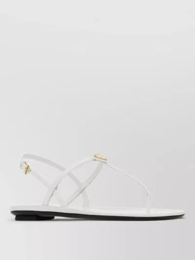 Prada Leather Thong Sandals Open Toe Design In White