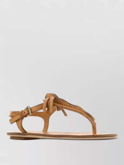 Prada Leather Thong Sandals Open Toe Flat Sole In Brown