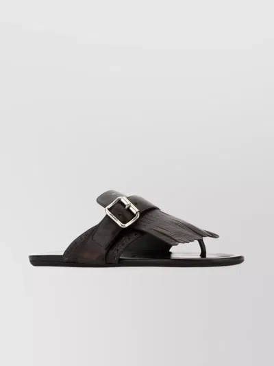 Prada Leather Thong Slippers Buckle Detail