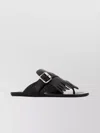 Prada Leather Thong Slippers With Buckle And Fringe