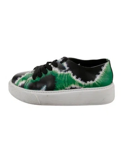 Pre-owned Prada Leather Tie-dye Print Sneakers In Black