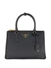 Prada Leather Top-handle Shoulder Bag In Black