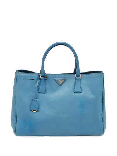 Pre-owned Prada Leather Tote Bag In Blue