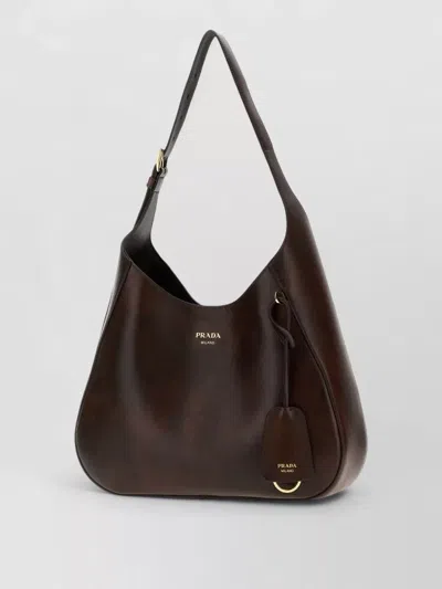 Prada Borsa A Spalla Boogie Media In Pelle In Brown