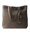 Prada Leather Tote Bag In Bamboo Gray