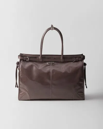 Prada Tote Bag Aus Leder In Bambus/korkbeige