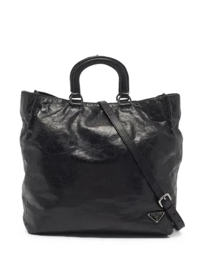 Pre-owned Prada Leather Tote Bag In Black