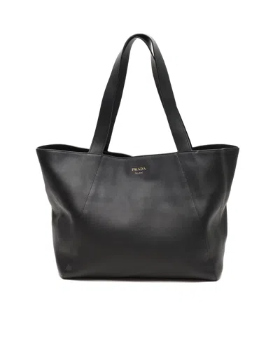 Pre-owned Prada Leather Tote Bag In Black