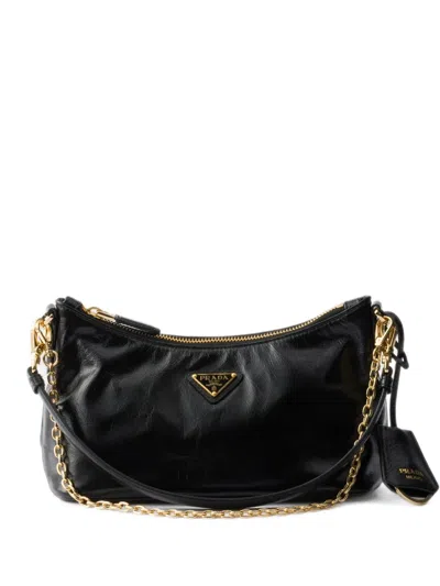 Prada Leather Tote Bag In Black