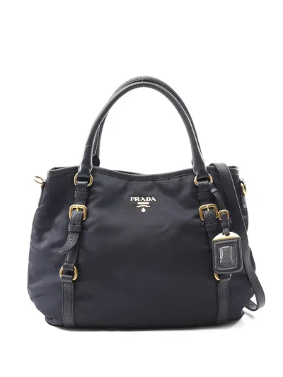 Pre-owned Prada Leather Tote Bag In Blue