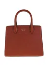 Prada Leather Tote Bag In Brown