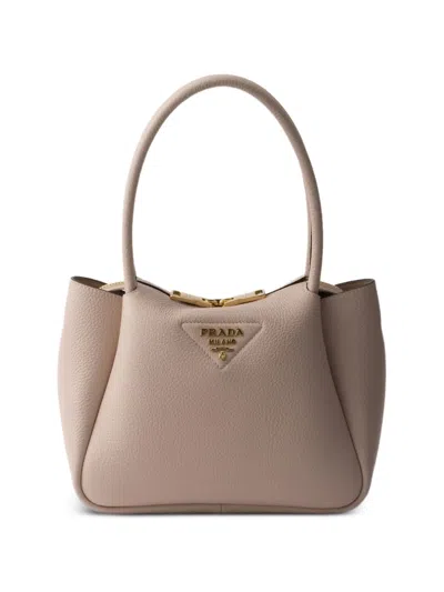 Prada Leather Tote Bag In Brown