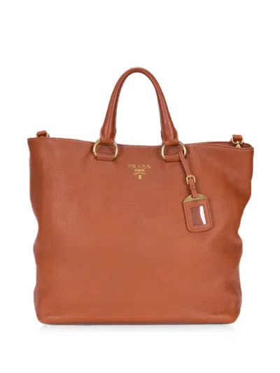 Pre-owned Prada Leather Tote Bag In Brown