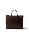 Prada Leather Tote Bag In Brown