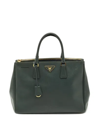 Pre-owned Prada Leather Tote Bag In Green