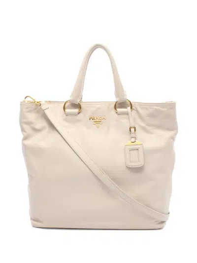 Pre-owned Prada Leather Tote Bag In Neutral