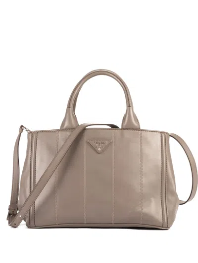 Pre-owned Prada Leather Tote Bag In Neutral