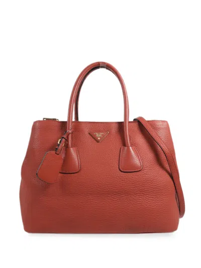 Pre-owned Prada Leather Tote Bag In Red
