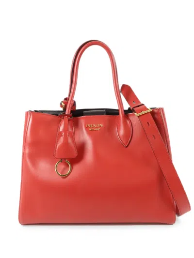 Pre-owned Prada Leather Tote Bag In Red