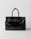 Prada Triangle-logo Leather Tote Bag In Schwarz