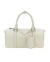 Prada White Leather Small Duffle Bag In White